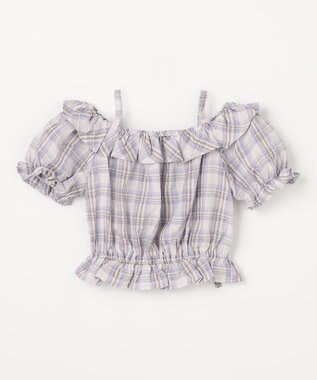 ANY KIDS 【洗濯機可能】2WAY チェックブラウス ブラウン