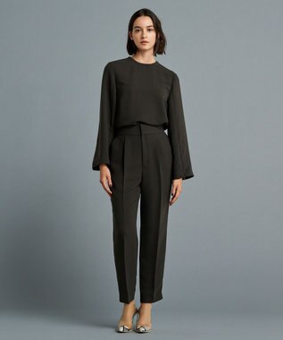 uncrave 【防シワ・洗濯機洗い可】ウォッシャブルダブルクロス スリットスリーブ ブラウス（uncrave STANDARD） チャコール