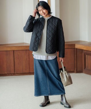 23区 【洗える】CANCLINI バンドカラー シャツ ダークブラウンストライプ