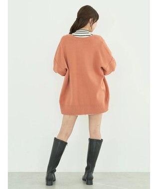 earth music&ecology やわらかタッチミドル丈カーディガン Orange