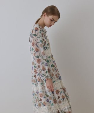 GRACE CONTINENTAL サラサプリントティアードワンピース キナリ