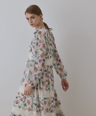 GRACE CONTINENTAL サラサプリントティアードワンピース キナリ