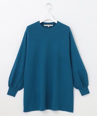 自由区 【洗える】レーヨンポリエステルスムース チュニック丈ニット ブルー系