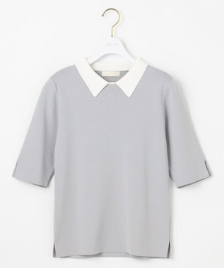 ANY SIS 【好印象企画】襟配色ニット×タックスカートセット グレー×スレート