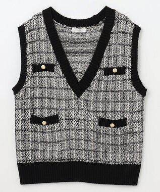 ANY L 【洗濯機可】ツイーディベスト ブラック