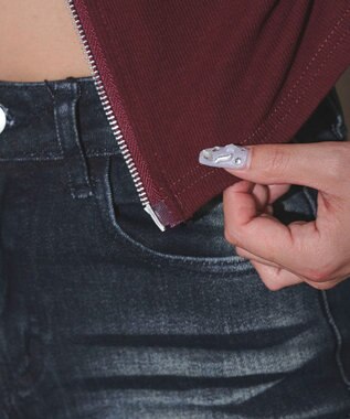 WEGO グラフィックロゴWジップSSトップス レッド