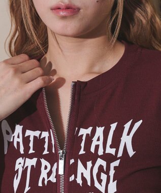 WEGO グラフィックロゴWジップSSトップス レッド