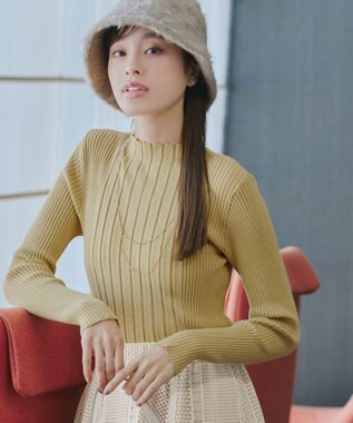 Tiaclasse 【新色追加・洗える】ランダムリブニットプルオーバー イエロー