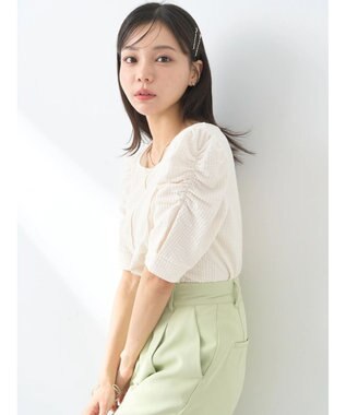 earth music&ecology ぽこぽこパワショルプルオーバー Ivory