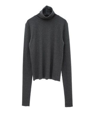 earth music&ecology リブタートルネックプルオーバー Gray