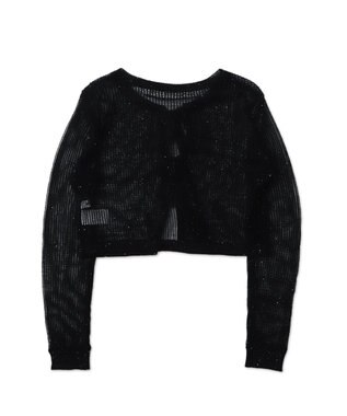 WEGO スパンコールメッシュニットカーデ ブラック