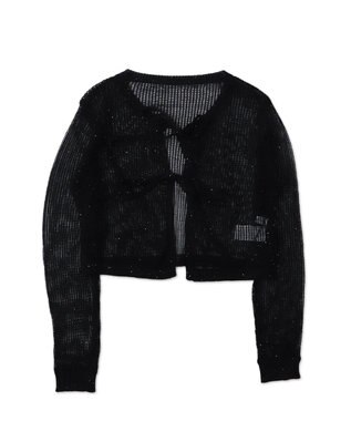WEGO スパンコールメッシュニットカーデ ブラック