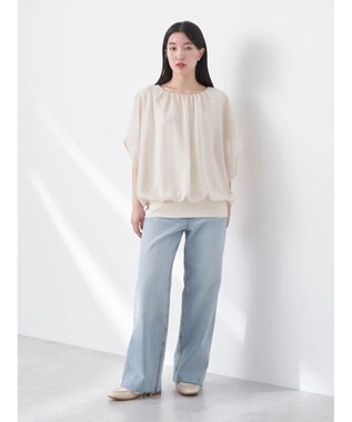 earth music&ecology シアードッキングドルマンブラウス Ivory