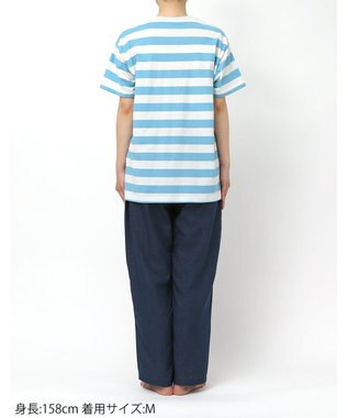 WACOAL PEANUTS パジャマ 4分袖 長ズボン 綿100%(本体) スヌーピー レディース FDT165 /ワコール サックス