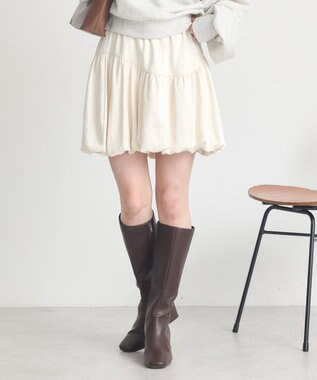 earth music&ecology ラウンド切り替えバルーンミニスカート Ivory