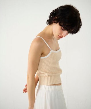 GRACE CONTINENTAL バイカラーニットノースリーブ ベージュ