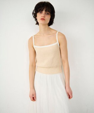 GRACE CONTINENTAL バイカラーニットノースリーブ ベージュ