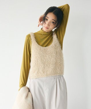CRAFT STANDARD BOUTIQUE 洗える/ビスチェ付きシャギーニットプルオーバー Beige
