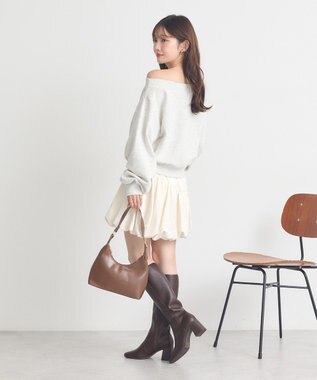 earth music&ecology ラウンド切り替えバルーンミニスカート Ivory