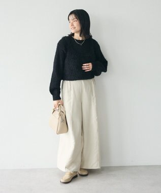 CRAFT STANDARD BOUTIQUE 洗える/ビスチェ付きシャギーニットプルオーバー Black