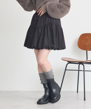 earth music&ecology ラウンド切り替えバルーンミニスカート Black