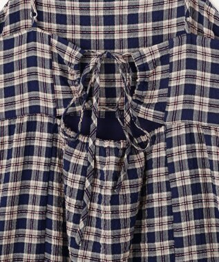 earth music&ecology シャーリングラメチェックキャミワンピース Navy