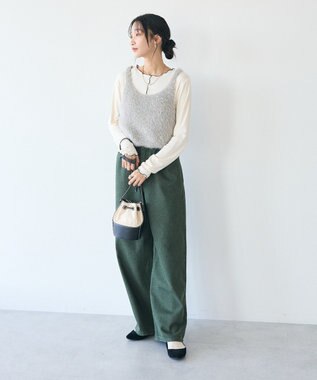 CRAFT STANDARD BOUTIQUE 洗える/ビスチェ付きシャギーニットプルオーバー Gray