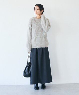 CRAFT STANDARD BOUTIQUE 洗える/ビスチェ付きシャギーニットプルオーバー Gray