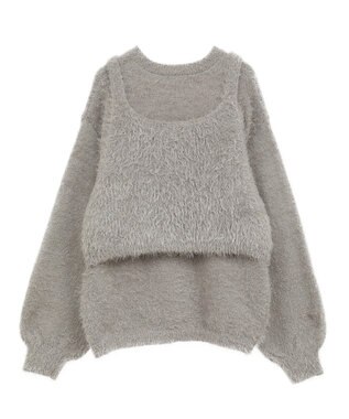 CRAFT STANDARD BOUTIQUE 洗える/ビスチェ付きシャギーニットプルオーバー Gray