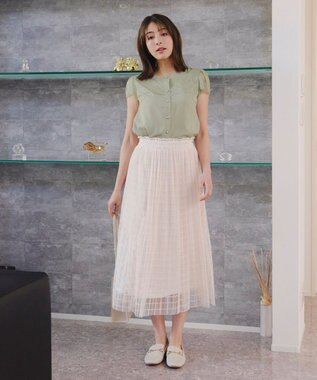 Tiaclasse L 【洗える】フレンチスリーブレースブラウス ミント