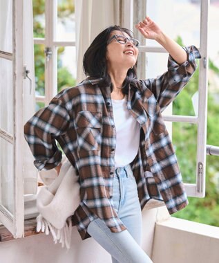 WEGO 【2025年秋冬新作/SMLサイズ展開/ユニセックス着用ITEM】オンブレチェックネルシャツ（LS） 柄3