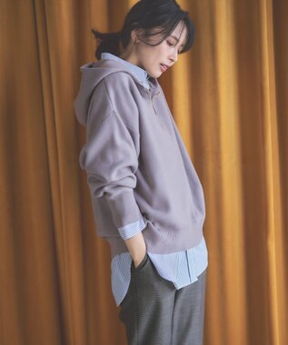 ANY 【洗濯機可】しあわせタッチハーフジップフーディー グレージュ