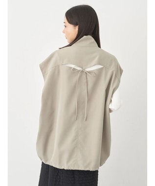 earth music&ecology ミリタリースタンドカラーベスト Light Khaki