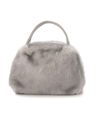 UNBILLION カシュカシュ cachecache / ミンク風エコファー2wayボックストート ライトグレー