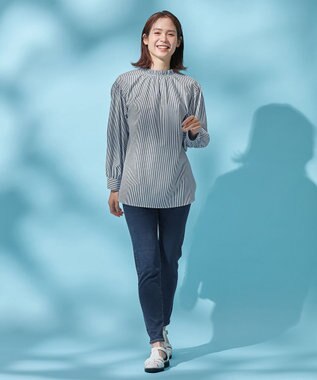 ANY 【美脚見え/お腹周りスッキリ】スタイルアップスキニー サックスブルー系