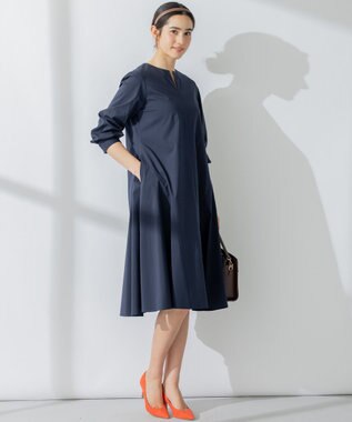 組曲 【洗える】Co/Nyブロード ワンピース ネイビー系