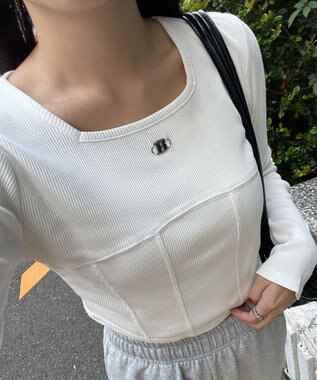  ヴィンテージウォッシュコルセットデザイントップス