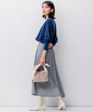 23区 S 【WEB限定カラーあり/洗える】ウーステッドウール ビッグシルエット ニット ダルブルー系