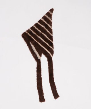 WEGO ボーダーニットバブーシュカ ブラウン