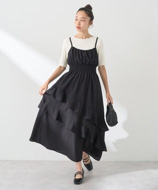 earth music&ecology ラッフルティアードキャミワンピース Black