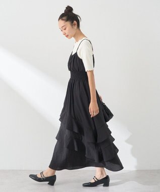 earth music&ecology ラッフルティアードキャミワンピース Black