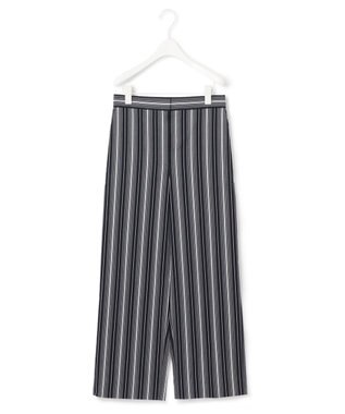 ICB 【洗える】 コットンナイロンドビーストライプ ワイドストレートパンツ ネイビー系