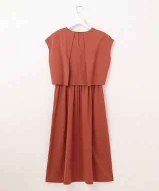 23区 【洗える】ドライコットンジャージー レイヤードワンピース テラコッタ系