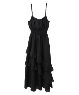 earth music&ecology ラッフルティアードキャミワンピース Black
