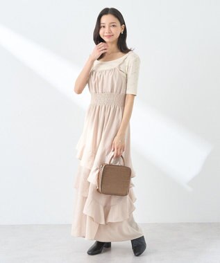 earth music&ecology ラッフルティアードキャミワンピース Beige