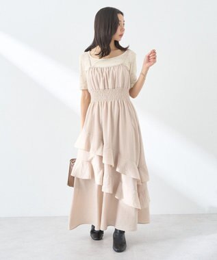 earth music&ecology ラッフルティアードキャミワンピース Beige
