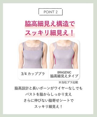 AMPHI ノンワイヤーブラ 脇高設計 ボリュームアップ A～Gカップまで対応 大きいサイズ 【BRAGENIC ブラジェニック 脇高細見えタイプ】 ブラジャー ブラ BMI350 アンフィ／ワコール オレンジ