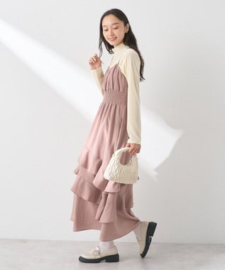earth music&ecology ラッフルティアードキャミワンピース Pink