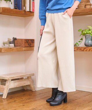WEGO 【WEB限定/2025年秋冬新作/裾カットOK！自分サイズに調整可能/ウエストゴム/しわになりにくい/】カットプリーツパンツ ホワイトアイボリー