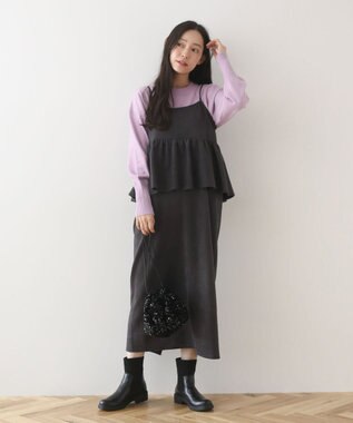 Green Parks スウェードポンチペプラムキャミワンピース